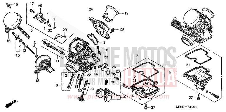 VERGASER (EINZELTEILE) von CB1300 Super Bold'or ABS RICH RED METALLIC (R255) von 2002